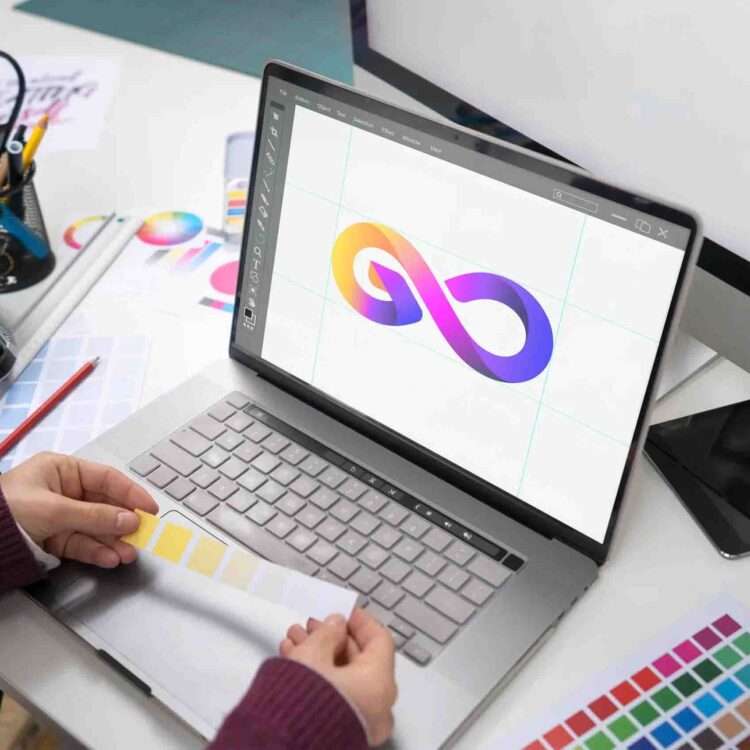 logo design on a laptop computer screen