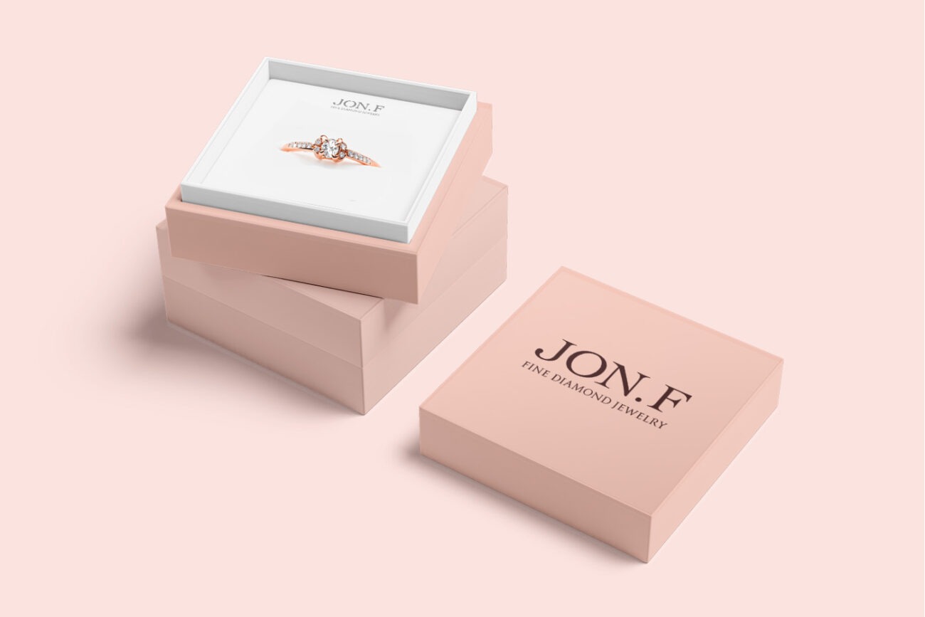 jewellery box with a rose gold diamond ring