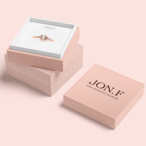 jewellery box with a rose gold diamond ring