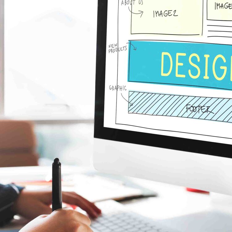 website wireframe on a computer screen