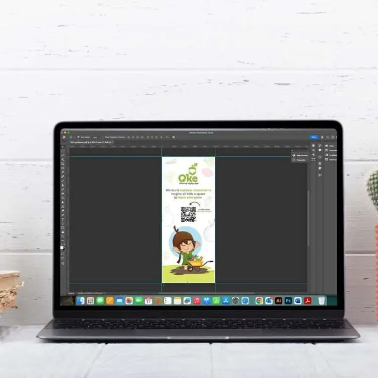 Wellington graphic designer's computer working on a design for OKE